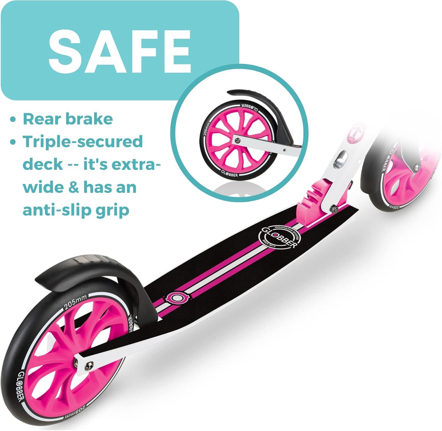 imageGlobber NL 205 Folding Scooter with 2 Wheels with Front Suspension for Children Aged 8White Pink