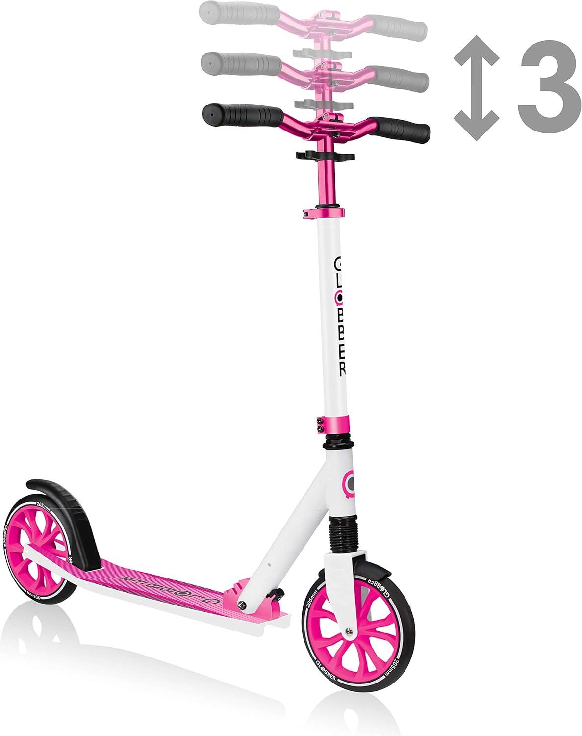 imageGlobber NL 205 Folding Scooter with 2 Wheels with Front Suspension for Children Aged 8White Pink
