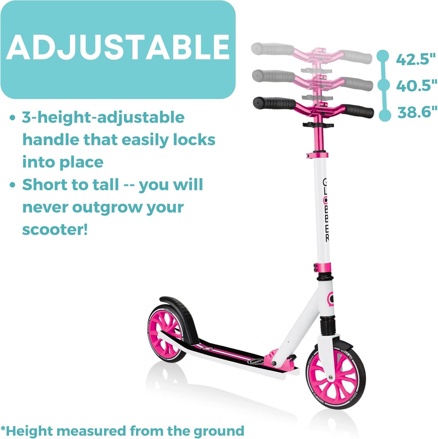 imageGlobber NL 205 Folding Scooter with 2 Wheels with Front Suspension for Children Aged 8White Pink