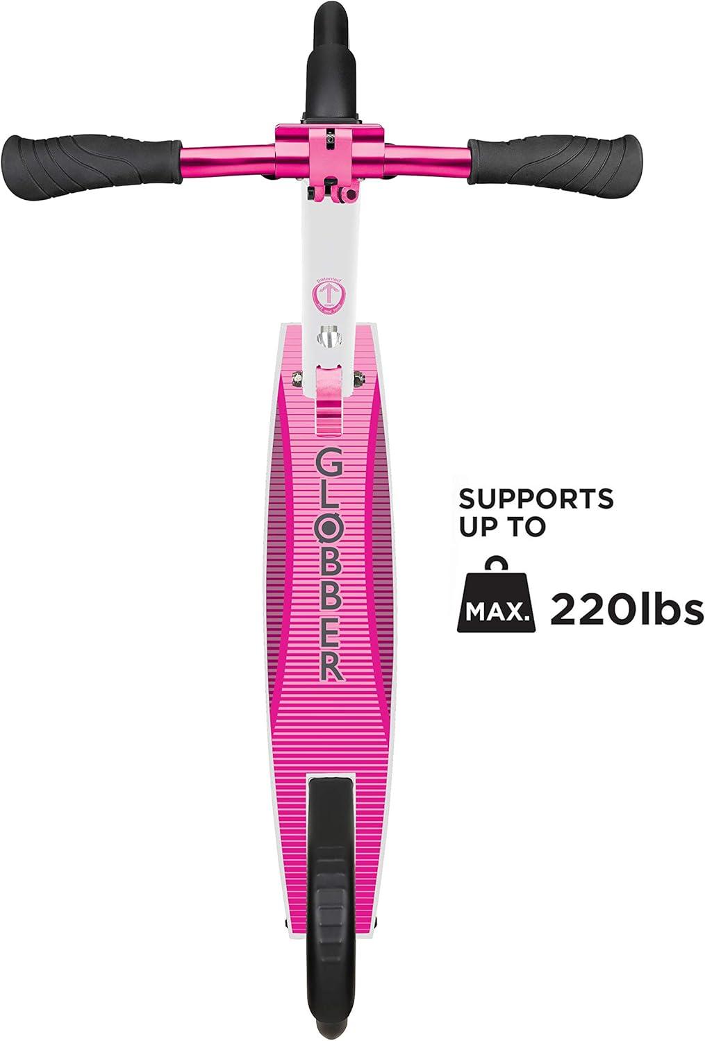 imageGlobber NL 205 Folding Scooter with 2 Wheels with Front Suspension for Children Aged 8White Pink