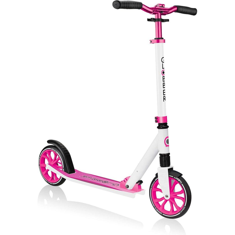 imageGlobber NL 205 Folding Scooter with 2 Wheels with Front Suspension for Children Aged 8White  Pink