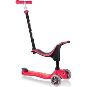 Globber Go Up Sporty 3 in 1 Kick Scooter for Kids and Toddlers | 3 Mode Ride On Scooter for Ages 15 Months to 3+ | Adjustable Outdoor Ride on Toy for Toddlers (Deep Red)