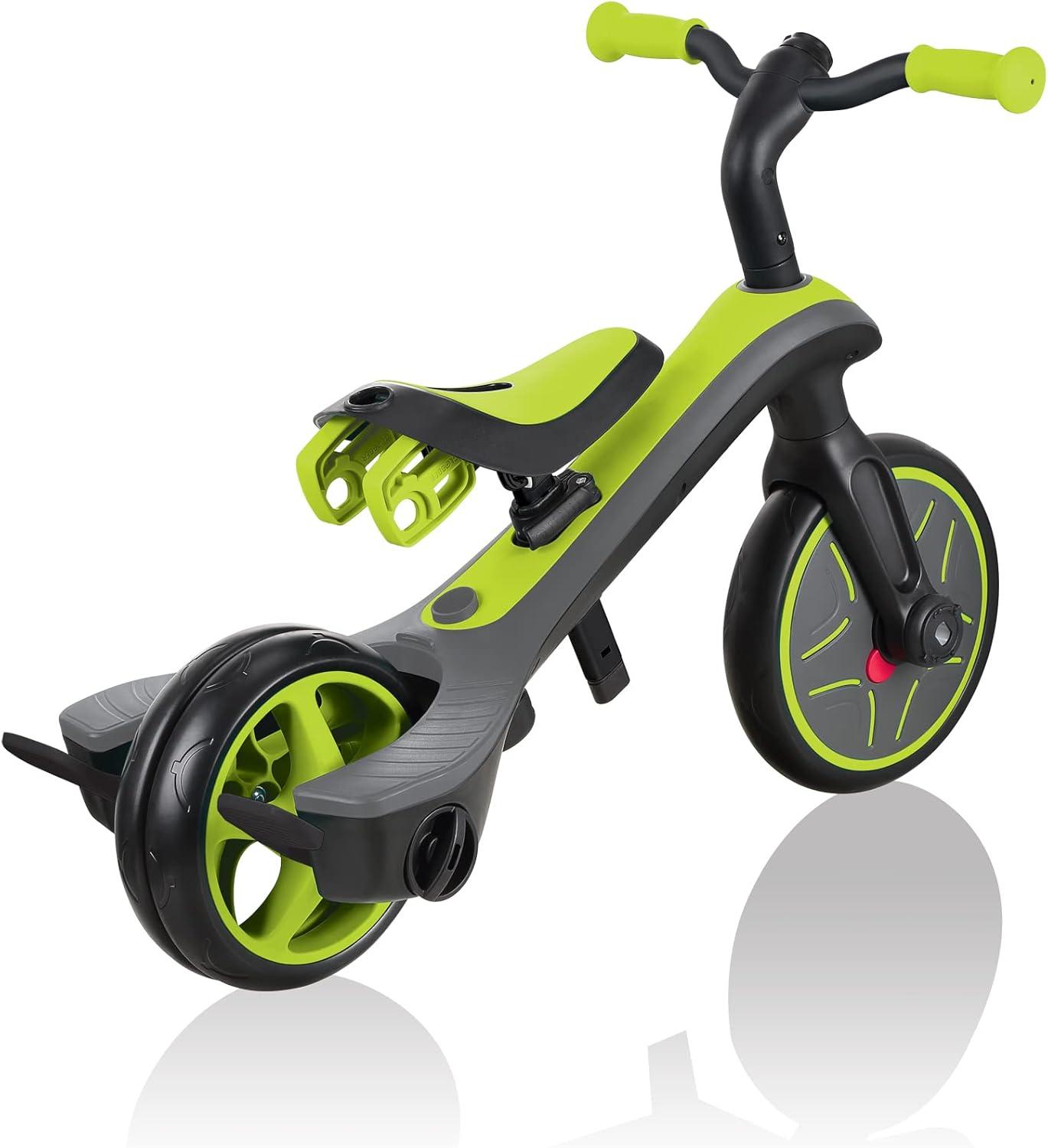 imageGlobber 4in1 Toddler Trike Push Bike Stroller Learning Tricycle for Toddlers Converts Into Balance Bike Safe Outdoor Ride On Toys for Kids PinkLime Green