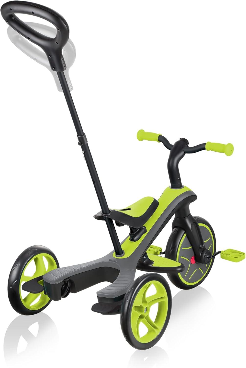 imageGlobber 4in1 Toddler Trike Push Bike Stroller Learning Tricycle for Toddlers Converts Into Balance Bike Safe Outdoor Ride On Toys for Kids PinkLime Green