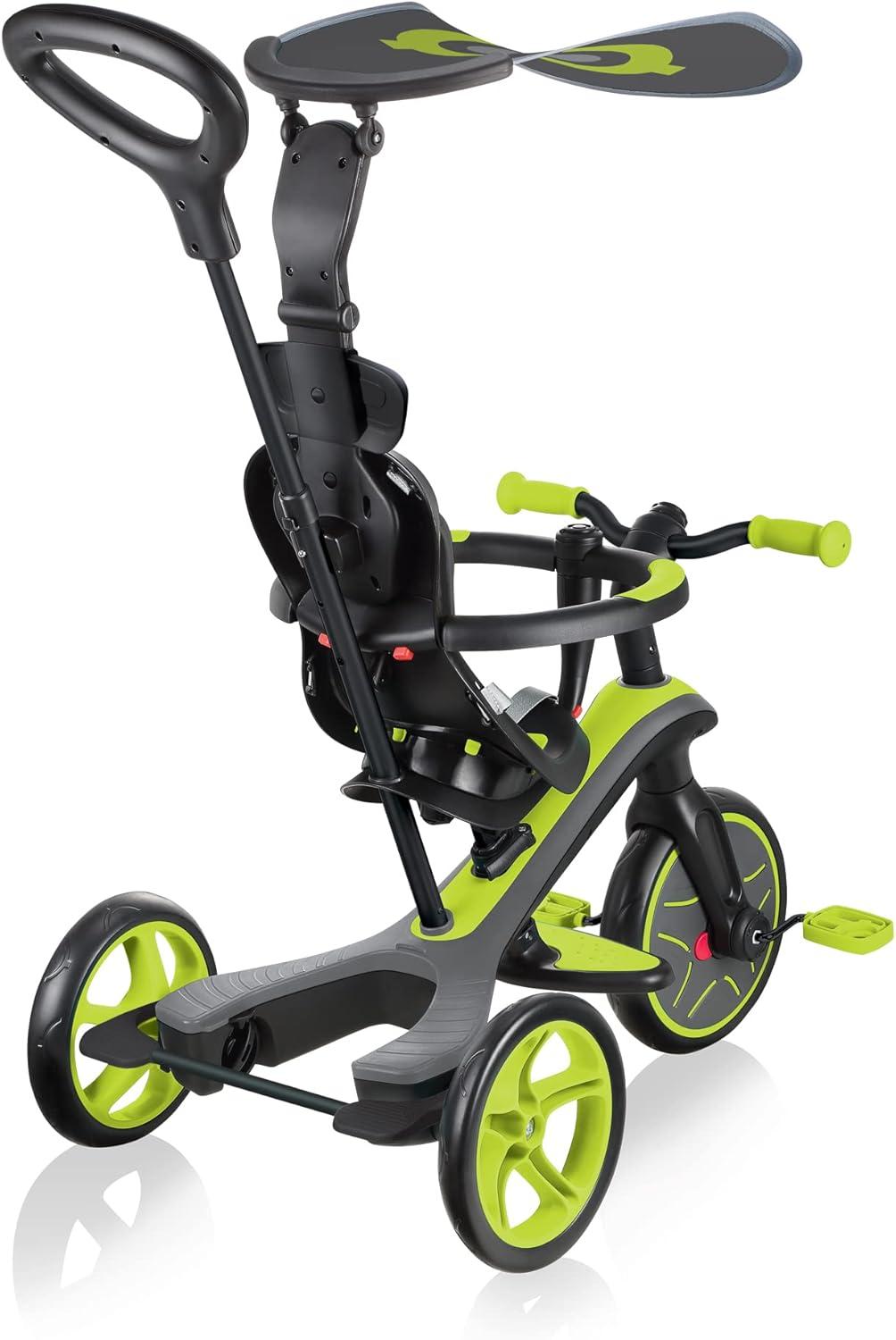 imageGlobber 4in1 Toddler Trike Push Bike Stroller Learning Tricycle for Toddlers Converts Into Balance Bike Safe Outdoor Ride On Toys for Kids PinkLime Green