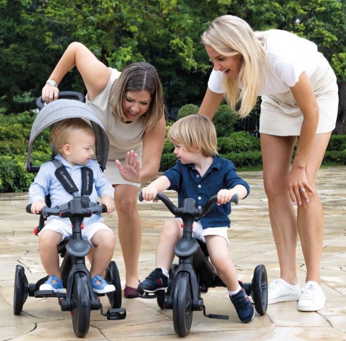 imageGlobber 4in1 Toddler Trike Push Bike Stroller Learning Tricycle for Toddlers Converts Into Balance Bike Safe Outdoor Ride On Toys for Kids PinkLime Green