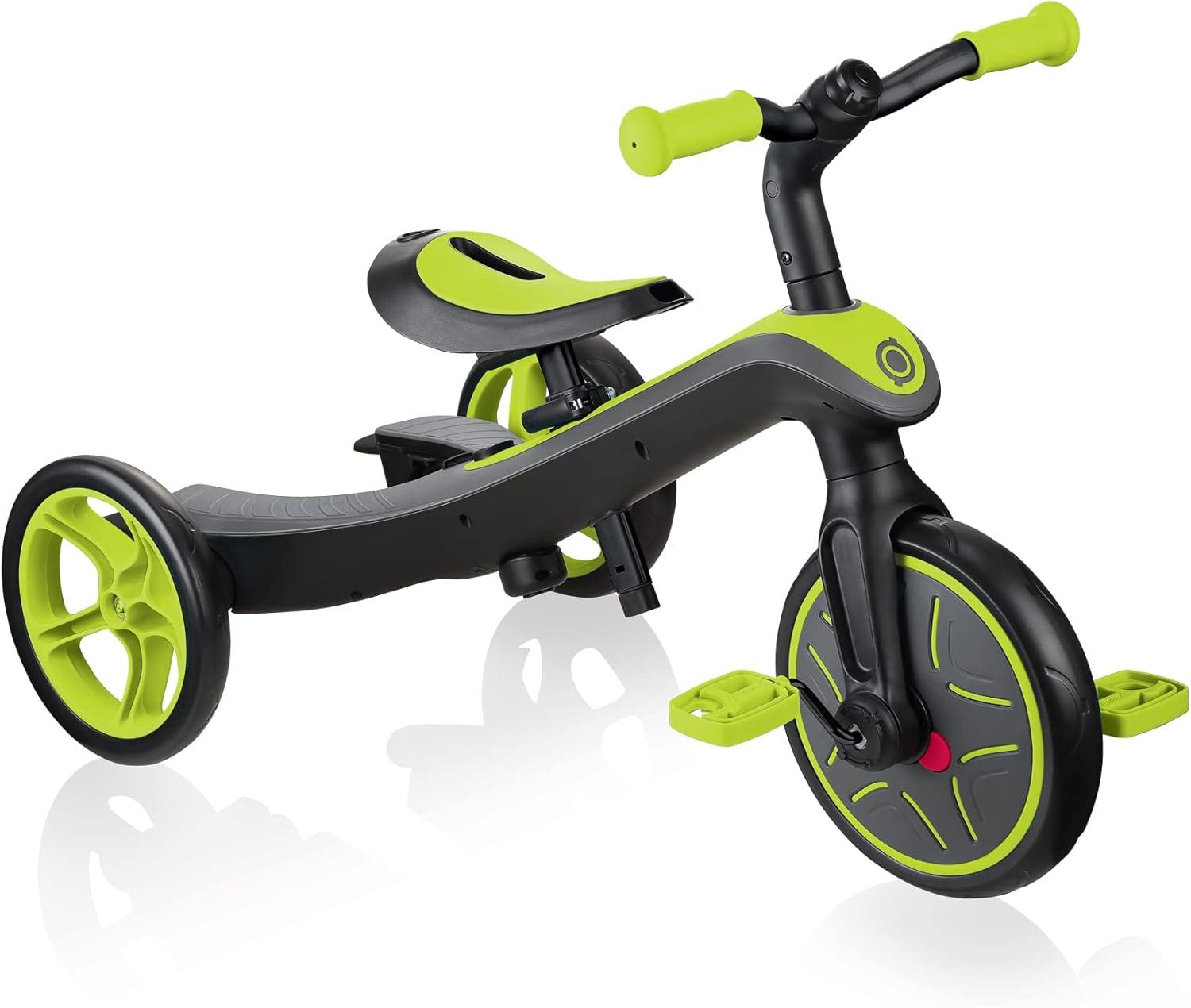 imageGlobber 4in1 Toddler Trike Push Bike Stroller Learning Tricycle for Toddlers Converts Into Balance Bike Safe Outdoor Ride On Toys for Kids PinkLime Green