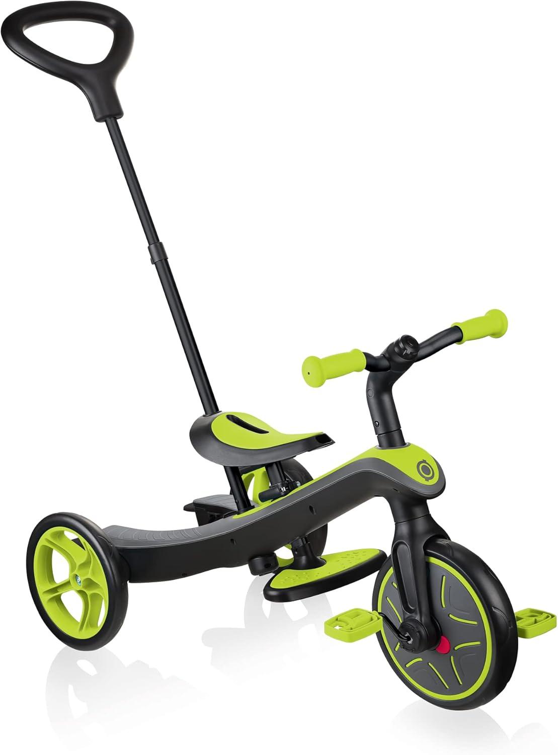 imageGlobber 4in1 Toddler Trike Push Bike Stroller Learning Tricycle for Toddlers Converts Into Balance Bike Safe Outdoor Ride On Toys for Kids PinkLime Green