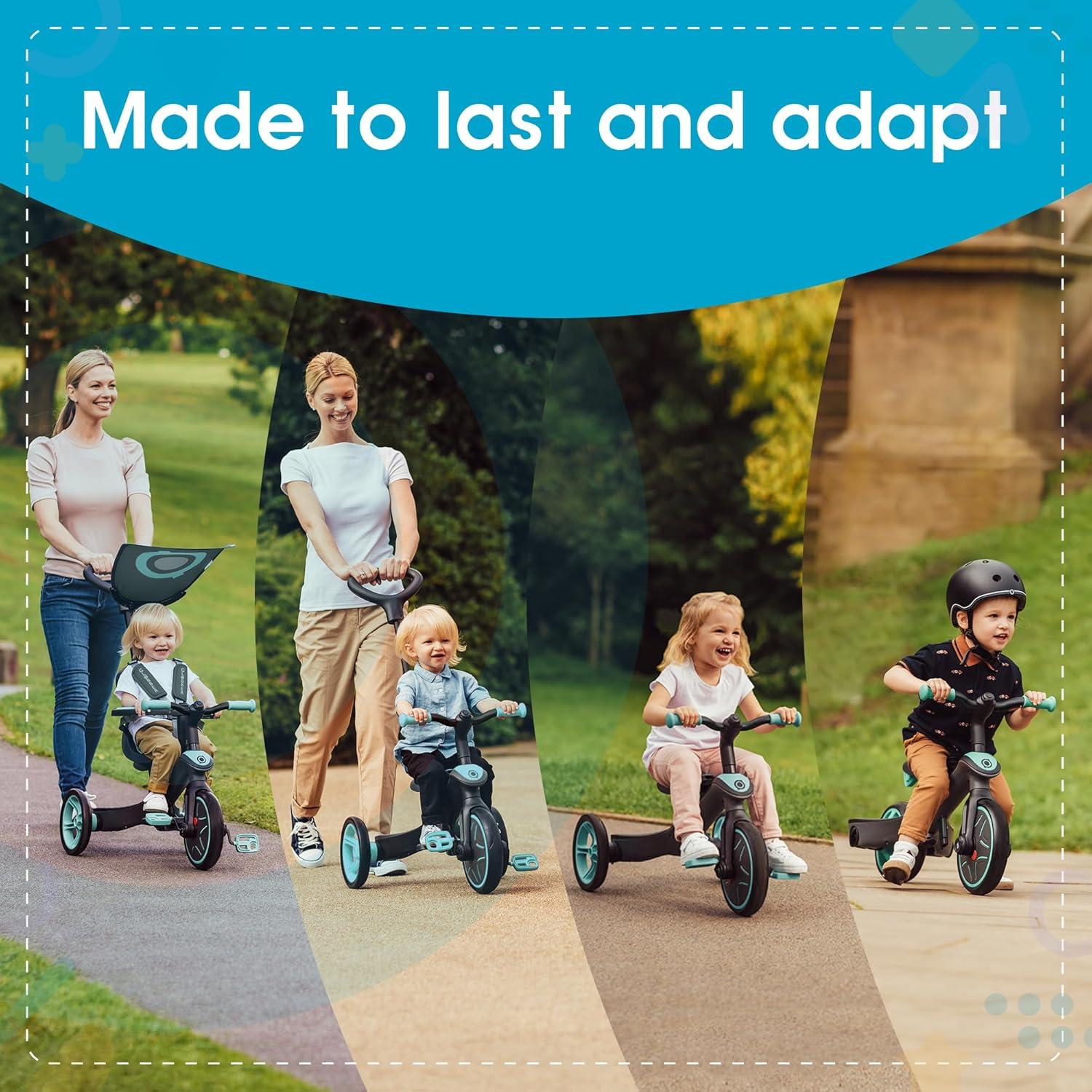 imageGlobber 4in1 Toddler Trike Push Bike Stroller Learning Tricycle for Toddlers Converts Into Balance Bike Safe Outdoor Ride On Toys for Kids PinkMint