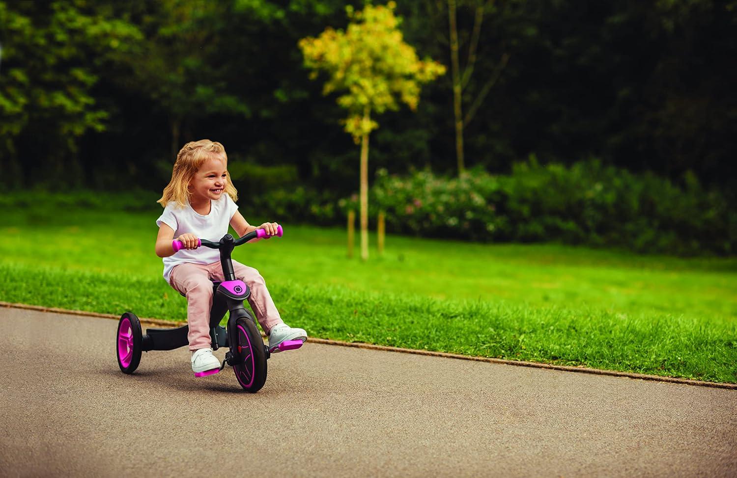 imageGlobber 4in1 Toddler Trike Push Bike Stroller Learning Tricycle for Toddlers Converts Into Balance Bike Safe Outdoor Ride On Toys for Kids PinkPink