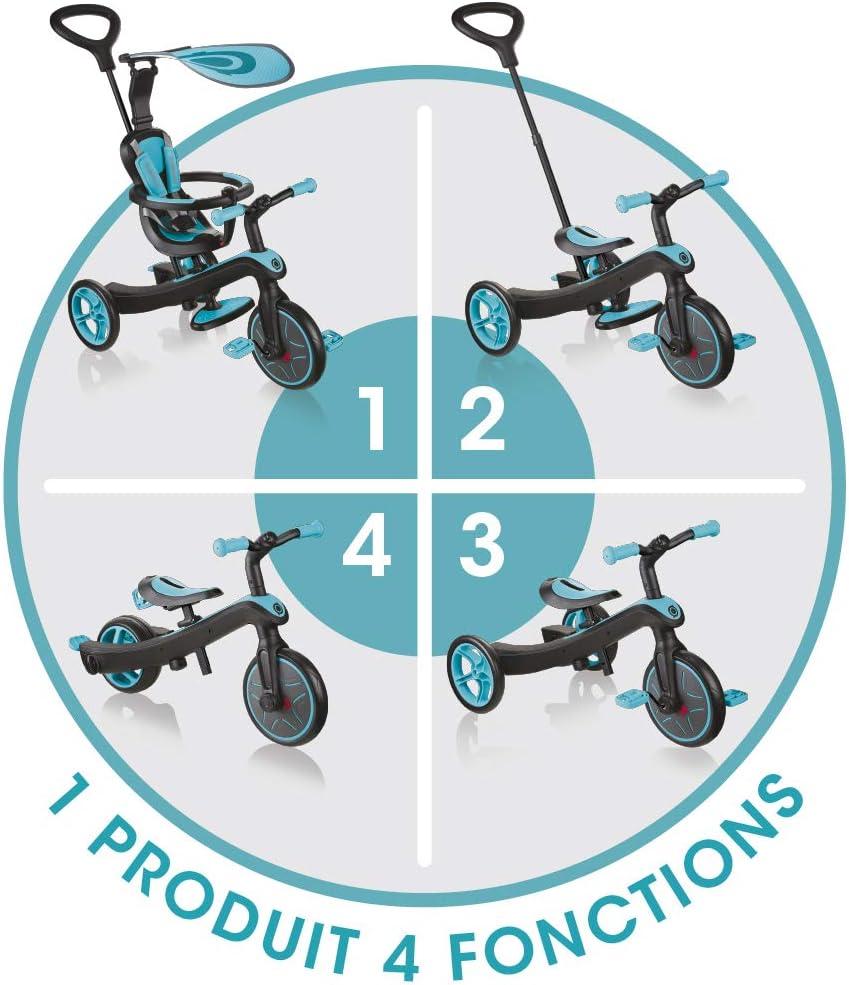 imageGlobber 4in1 Toddler Trike Push Bike Stroller Learning Tricycle for Toddlers Converts Into Balance Bike Safe Outdoor Ride On Toys for Kids PinkTeal