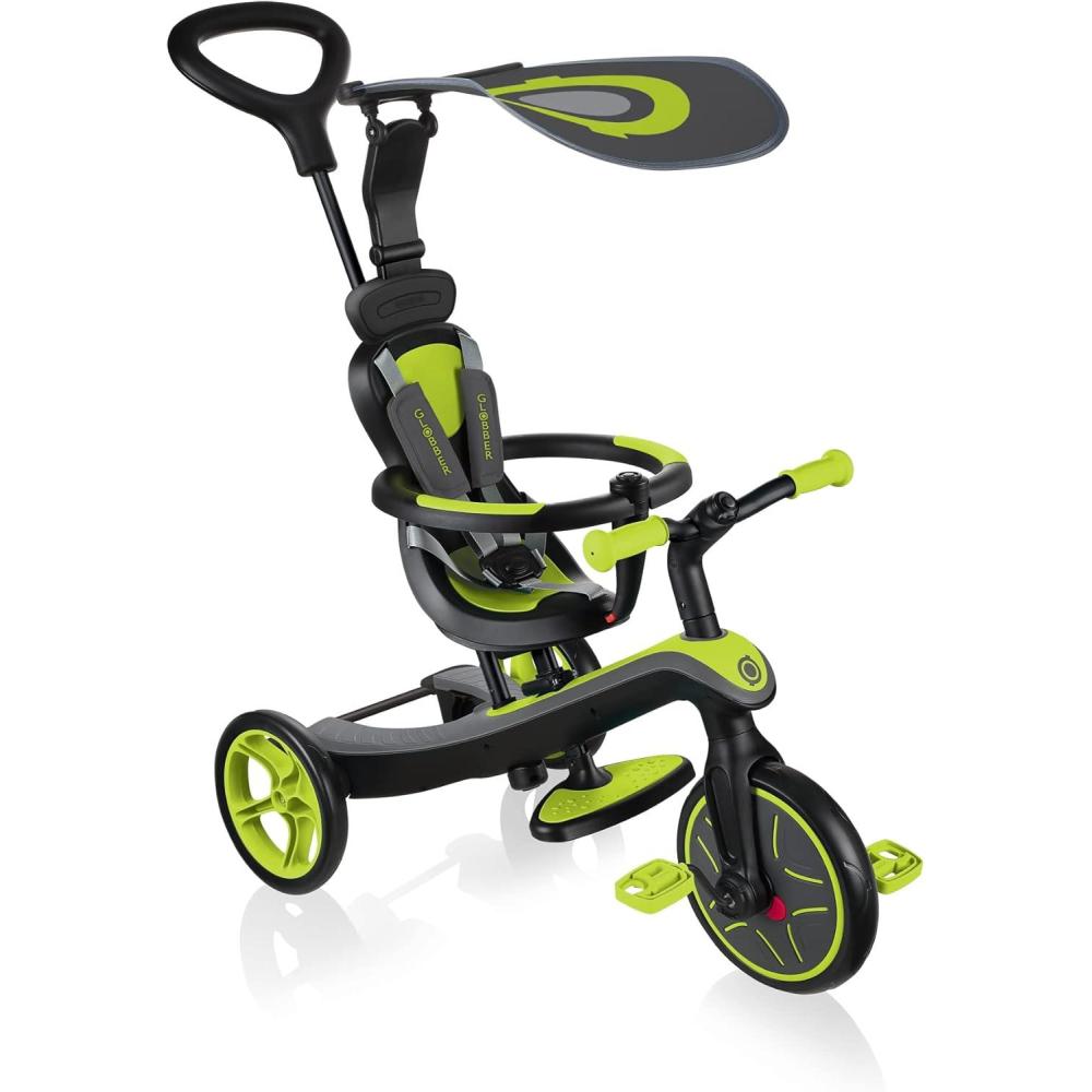 imageGlobber 4in1 Toddler Trike Push Bike Stroller Learning Tricycle for Toddlers Converts Into Balance Bike Safe Outdoor Ride On Toys for Kids PinkLime Green