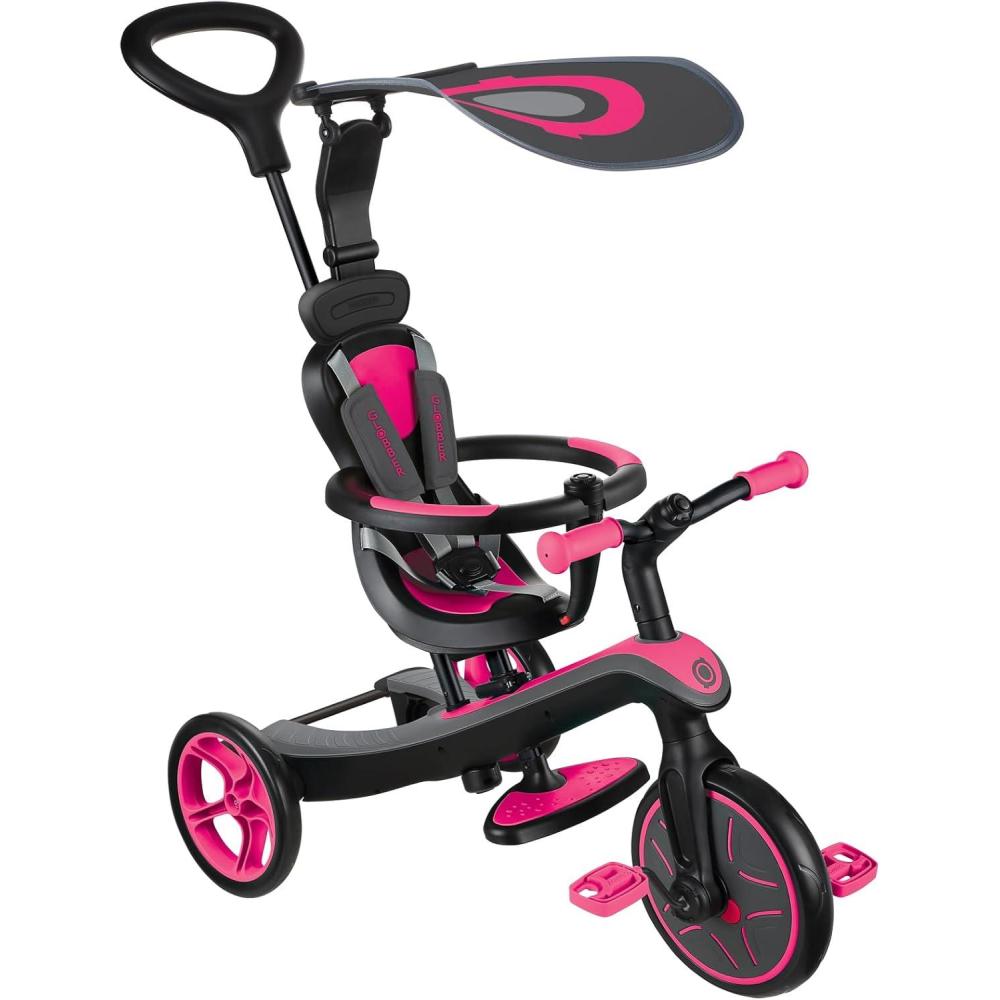 imageGlobber 4in1 Toddler Trike Push Bike Stroller Learning Tricycle for Toddlers Converts Into Balance Bike Safe Outdoor Ride On Toys for Kids PinkPink