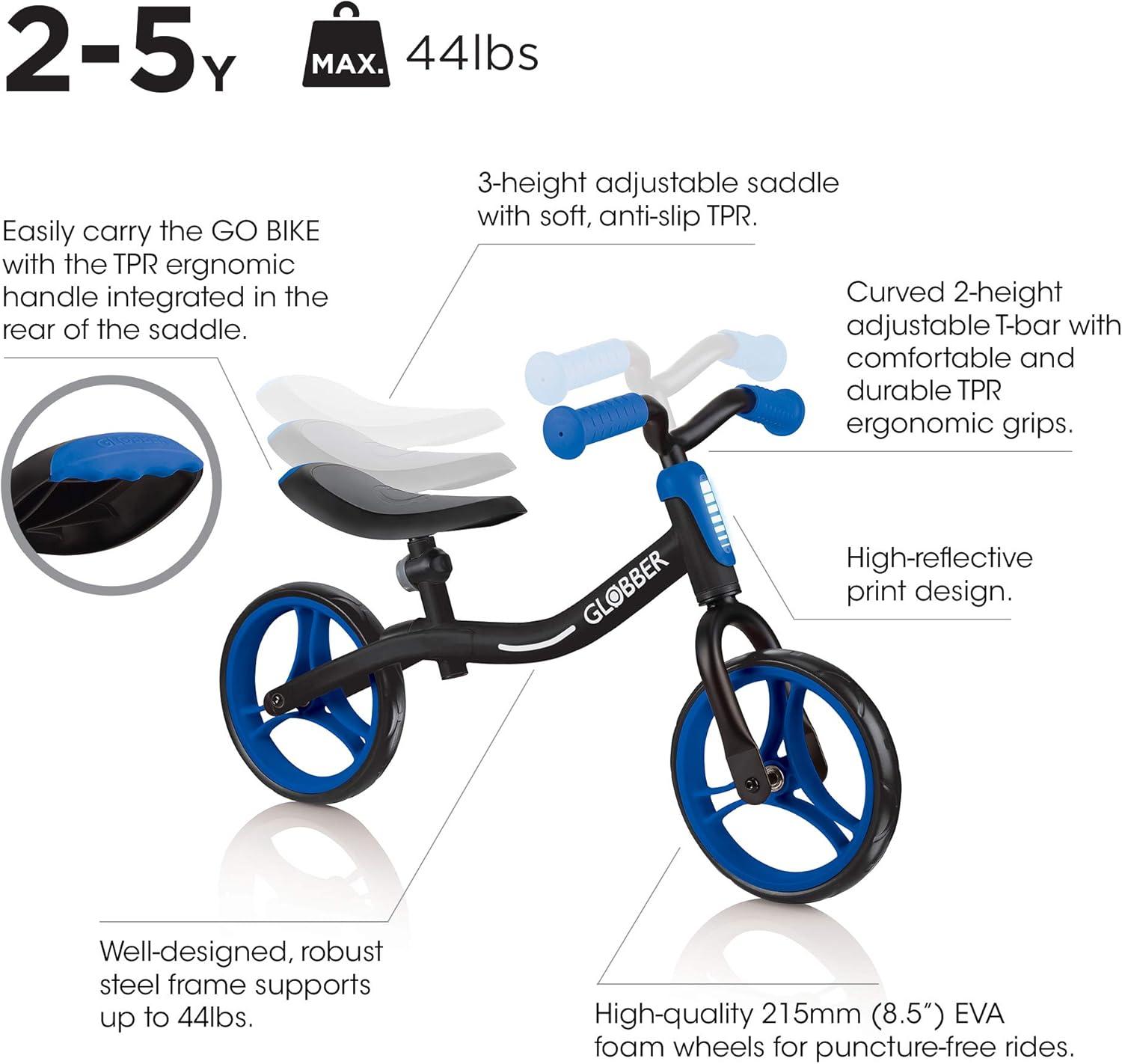 imageGlobber GO BIKE balance bike for firsttimers ages 18m 5 years Adjustable seat and handlebar NO Pedal Sports Training Bicycle Toddler bike for motor skills and balance before their first pedal